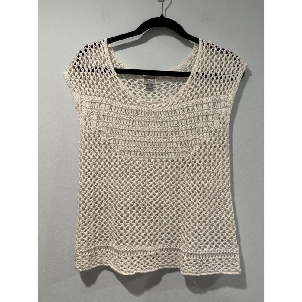 Converse Top Womens Small Cream Open Knit Crochet Festival Travel Euro Summer